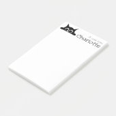 Zwarte kat cartoon naam post-it® notes (Schuin)