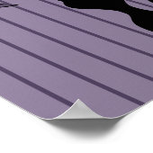 Zwarte kat cartoon paarse spraak bubble miauw poster (Hoek)