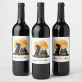 Zwarte kat Cauldron Wijnlabels Wijn Etiket (Flessen)