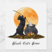 Zwarte kat Cauldron Wijnlabels Wijn Etiket (Enkel label)