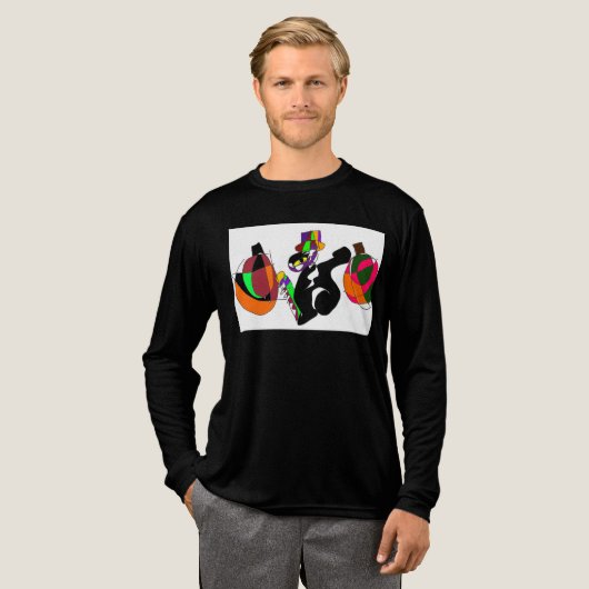 Zwarte kat circus Halloween Tri-Blend Shirt (Voorkant)