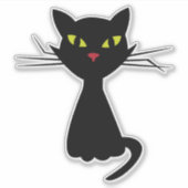 Zwarte kat clipart illustratie sticker (Voorkant)