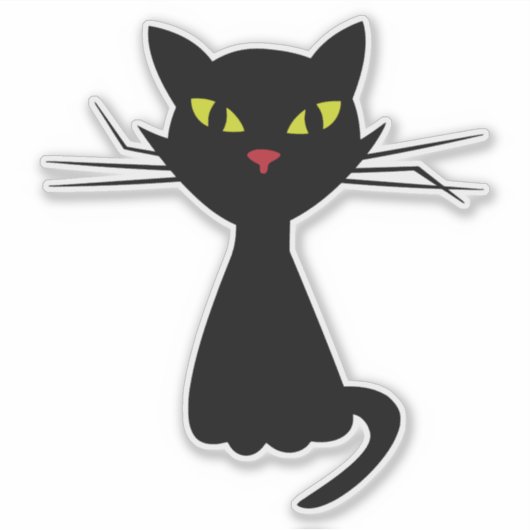 Zwarte kat clipart illustratie sticker (Voorkant)