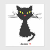 Zwarte kat clipart illustratie sticker (Vel)
