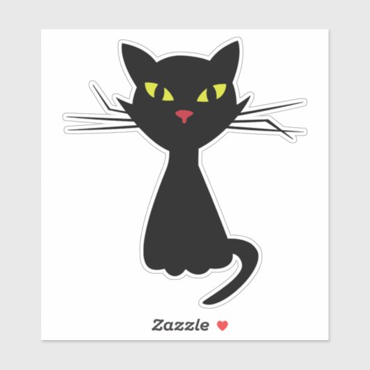 Zwarte kat clipart illustratie sticker (Vel)
