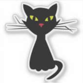 Zwarte kat clipart illustratie sticker (Voorkant)