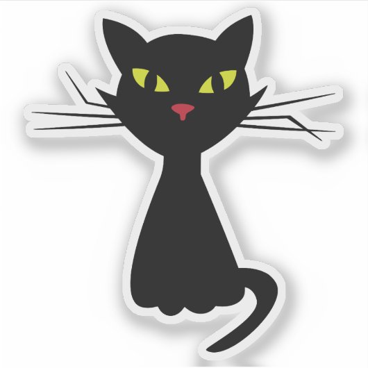 Zwarte kat clipart illustratie sticker (Voorkant)