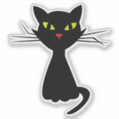 Zwarte kat clipart illustratie sticker (Voorkant)