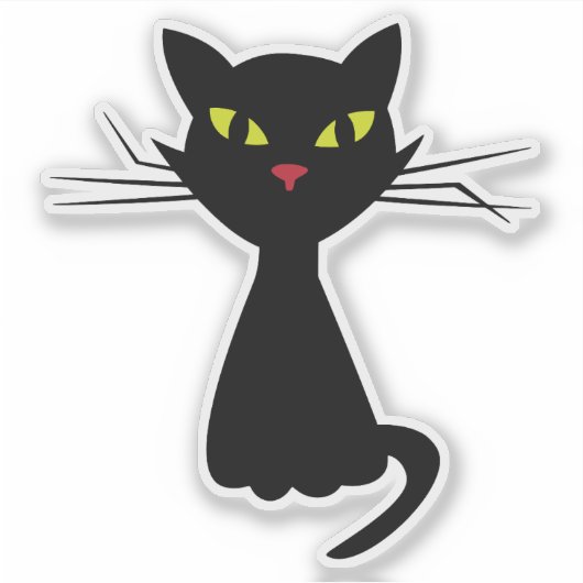 Zwarte kat clipart illustratie sticker (Voorkant)
