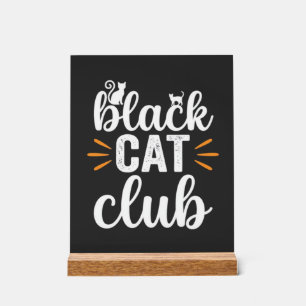 Zwarte Kat Club Halloween Ontwerp Acryl Bord