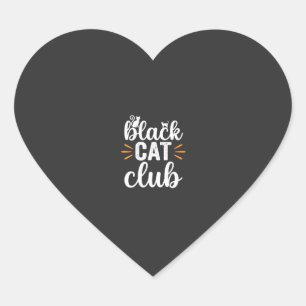 Zwarte Kat Club Halloween Ontwerp Hart Sticker