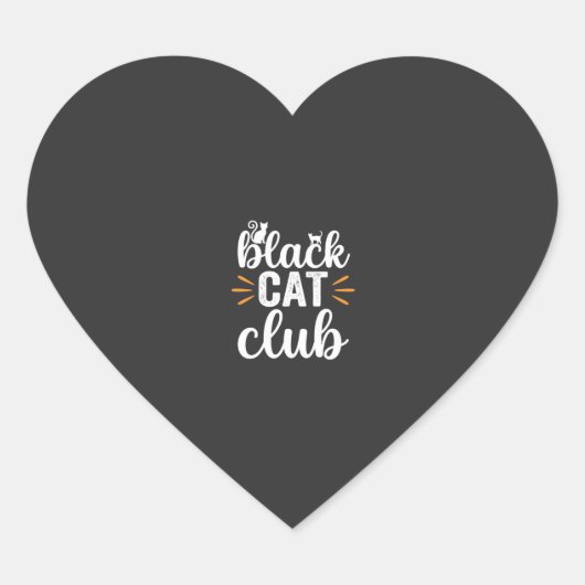 Zwarte Kat Club Halloween Ontwerp Hart Sticker (Voorkant)