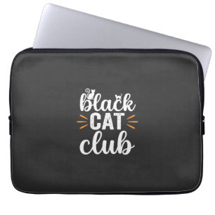 Zwarte Kat Club Halloween Ontwerp Laptop Sleeve