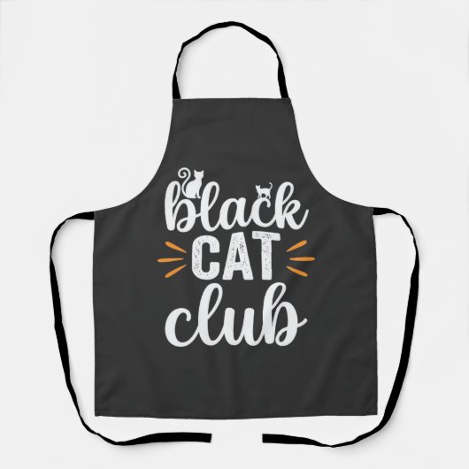 Zwarte Kat Club Halloween Ontwerp Schort (Voorkant)