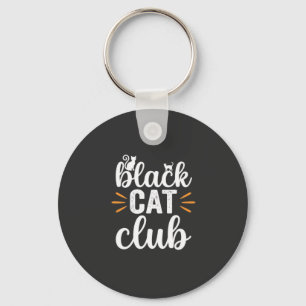 Zwarte Kat Club Halloween Ontwerp Sleutelhanger