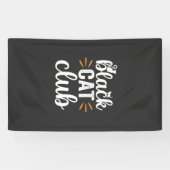 Zwarte Kat Club Halloween Ontwerp Spandoek (Horizontaal)
