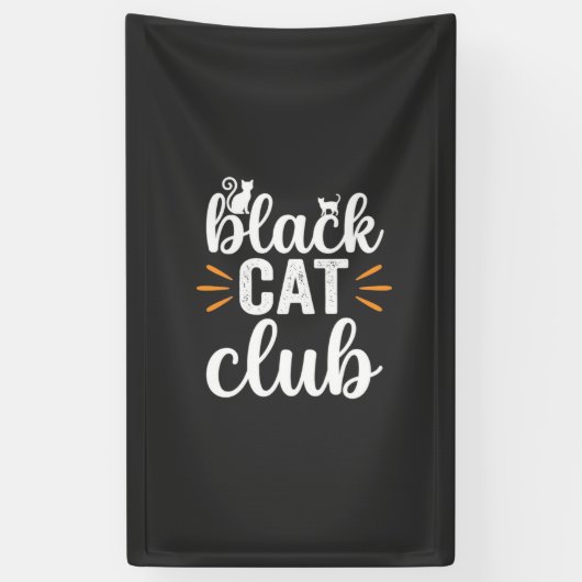 Zwarte Kat Club Halloween Ontwerp Spandoek (Verticaal)