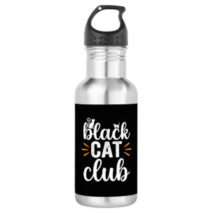 Zwarte Kat Club Halloween Ontwerp Waterfles