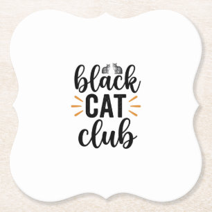 Zwarte Kat Club Vintage Kattenliefhebber Vector De Kartonnen Onderzetters