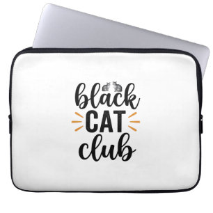 Zwarte Kat Club Vintage Kattenliefhebber Vector De Laptop Sleeve