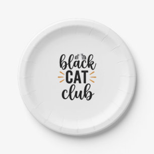 Zwarte Kat Club Vintage Kattenliefhebber Vector De Papieren Bordje
