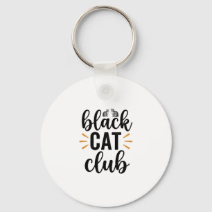 Zwarte Kat Club Vintage Kattenliefhebber Vector De Sleutelhanger