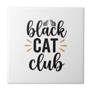 Zwarte Kat Club Vintage Kattenliefhebber Vector De Tegeltje
