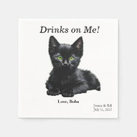 Zwarte kat cocktail servet