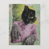 Zwarte Kat Collage Briefkaart (Voorkant)