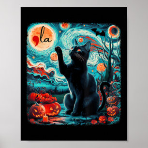 Zwarte kat Comma La Kamala Harris Halloween Starry Poster