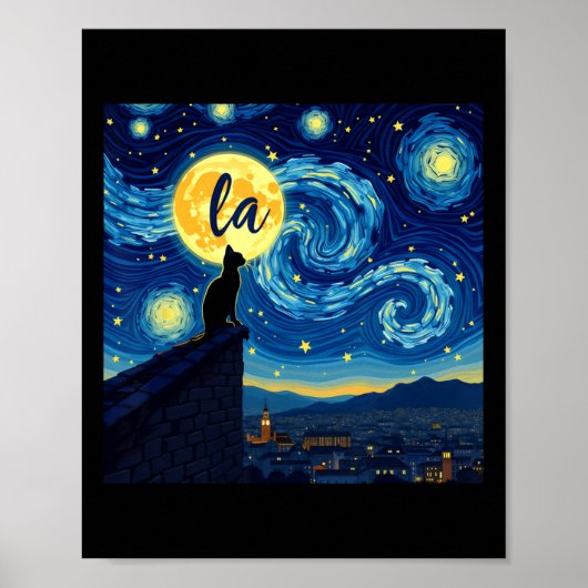 Zwarte kat Comma La Kamala Harris Halloween Starry Poster (Voorkant)