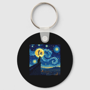 Zwarte kat Comma La Kamala Harris Halloween Starry Sleutelhanger