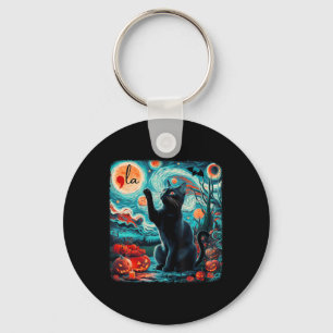 Zwarte kat Comma La Kamala Harris Halloween Starry Sleutelhanger