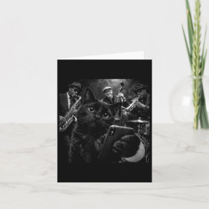 Zwarte Kat Cool Jazz Band Selfie Grafisch Kaart