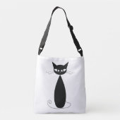 Zwarte kat crossbody tas (Achterkant)