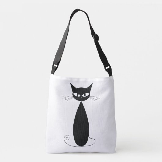 Zwarte kat crossbody tas (Achterkant)