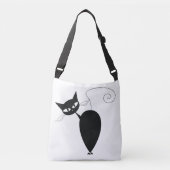 Zwarte kat crossbody tas (Voorkant)