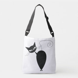 Zwarte kat crossbody tas