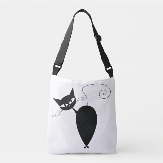 Zwarte kat crossbody tas (Voorkant)