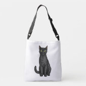 Zwarte kat crossbody tas (Achterkant)