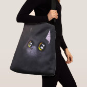 Zwarte kat crossbody tas (Dichtbij)