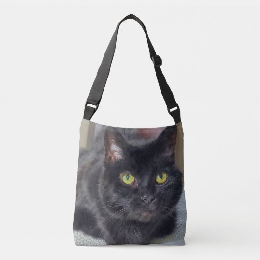 Zwarte kat crossbody tas (Voorkant)