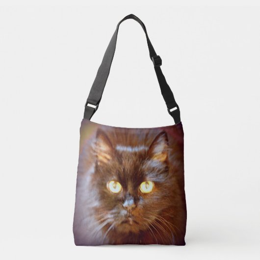 zwarte kat crossbody tas (Voorkant)