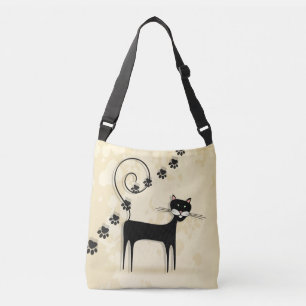 Zwarte kat crossbody tas