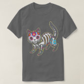 Zwarte kat Dag van de dode suikerschedel T-shirt (Design voorkant)