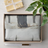 Zwarte kat dame in zwart en pauw decoupage tissuepapier (Geschenk)