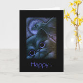 ZWARTE KAT & de Kaart van RAVEN/CROW HALLOWEEN (Gele Bloem)