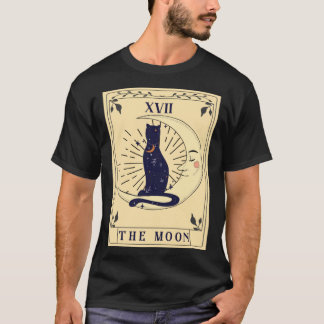Zwarte Kat De Maan Tarotkaart Tarot Hekserij Vinta T-shirt