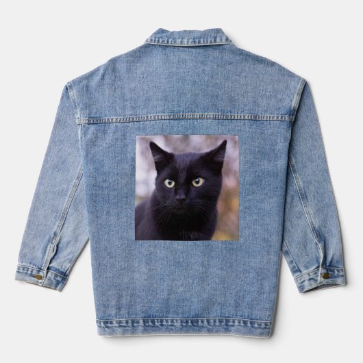 zwarte kat denim jacket (Achterkant)