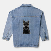 Zwarte kat denim jacket (Achterkant)